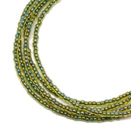 Kathy Bankston Handmade Jonquil Green Seed Bead Necklace, Thin 1.5mm Single Strand