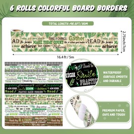 Tenceur 98.5 ft Bulletin Board Borders Classroom Decoration 6 Rolls Wooden Inspirational Classroom Borders Set Scalloped Bulletin Board Trim for Back to School Office Home Chalkboard Wall