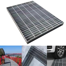 Outdoor Galvanized Steel Drain Grate,17.7x17.7 Heavy Duty Drain Cover,B125 Class Channel Grate,Rust-Proof Metal Sewer Grate,Silver Square Drainage Grate for Driveway,Garage,Yard