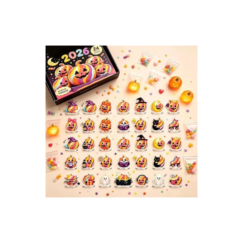 2026 Halloween Countdown Calendar, Reusable Miniature Pumpkin Set, Gift