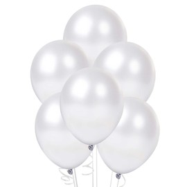SHATCHI Metallic Colour Pearlized 12" Helium Quality Latex Balloons Birthday Wedding Anniversary Christening Christmas Communion Party Decoration Baloon, White, 25pcs