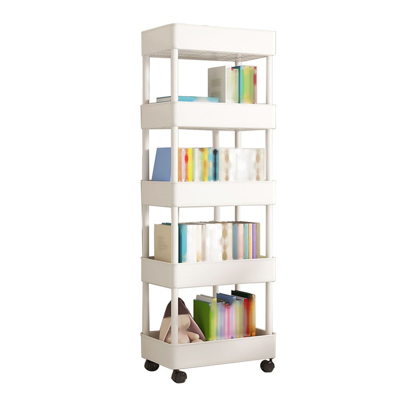 Book Organizer with Wheels Multi Tier Utility Cart Plastic Rolling
