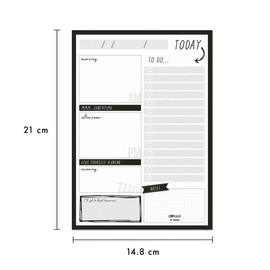 Pukka Pad, Carpe Diem Daily Desk Planner Pad with 60 Tear-Off Sheets of 100GSM Paper – Includes To-Do List and Notes– 21 x 14.8cm – Black Spots
