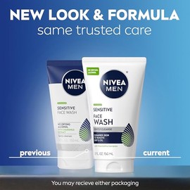 NIVEA Men Limpiador facial sensible, limpia sin secar la piel sensible, botella de 5 onzas líquidas
