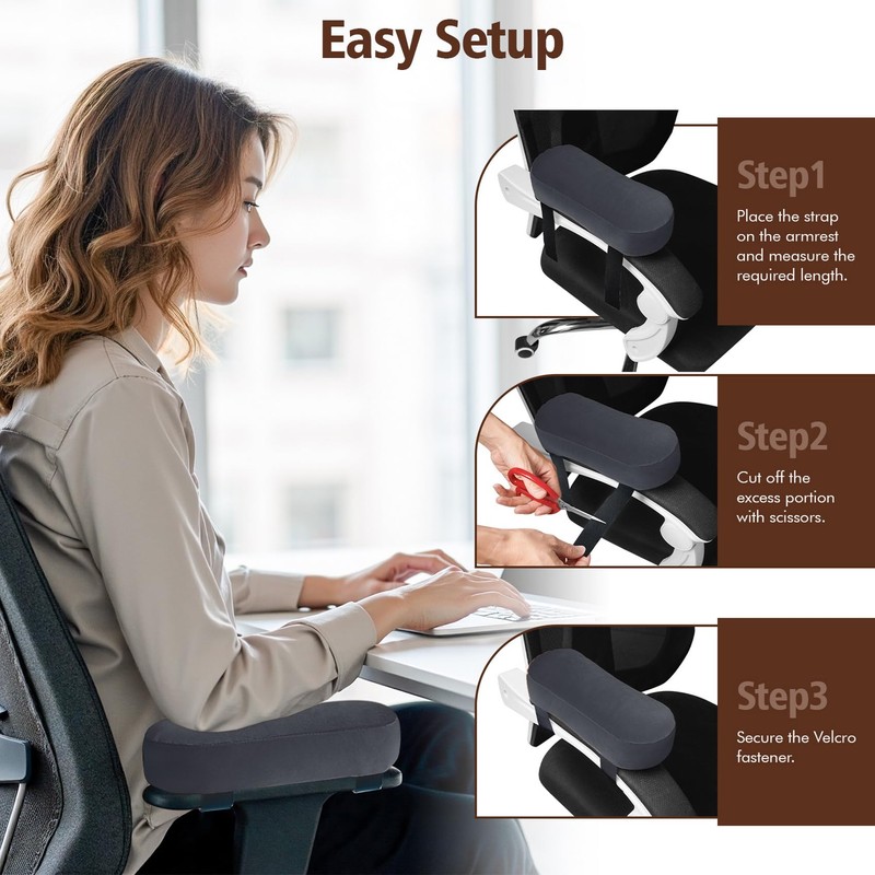 WdFour 2-Pack Non-Slip Armrest Pads for Office & Gaming Chairs