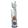 Stoneage Arts Inc 24" White Curious Cat Beaded Statue