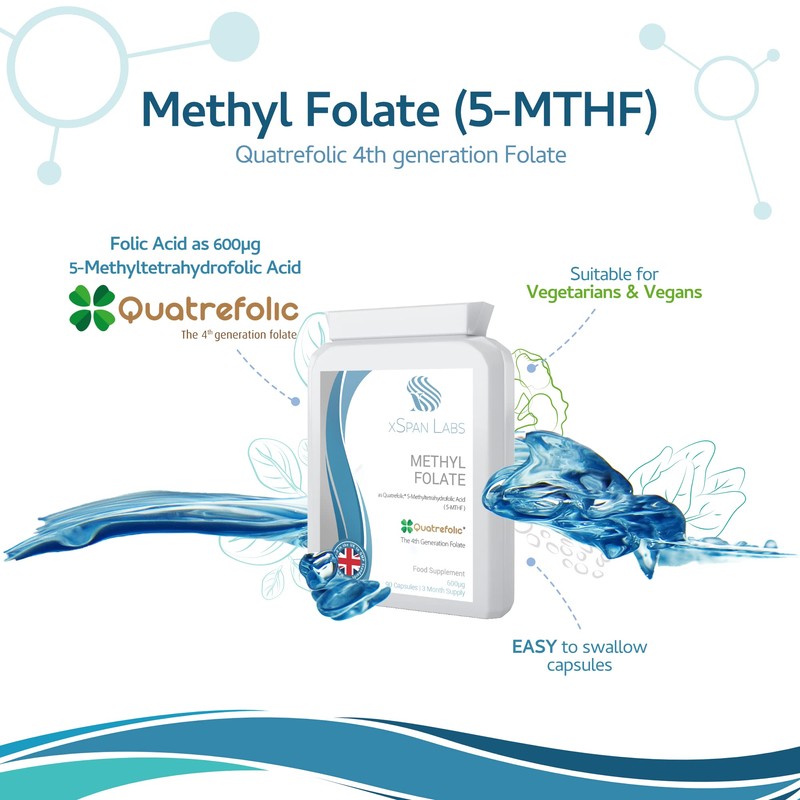 Methyl Folate 600µg - 90 Capsules as Quatrefolic 5-MTHF Supplement