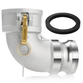 Wonderjune Aluminum Type Da Cam and Groove Hose Fitting 3" Female x 3" Male, 90° Elbow Camlock Industrial Grade Liquid Transfer Coupling for Hydraulic Oil, Refrigeration Oil, Water, 225 PSI