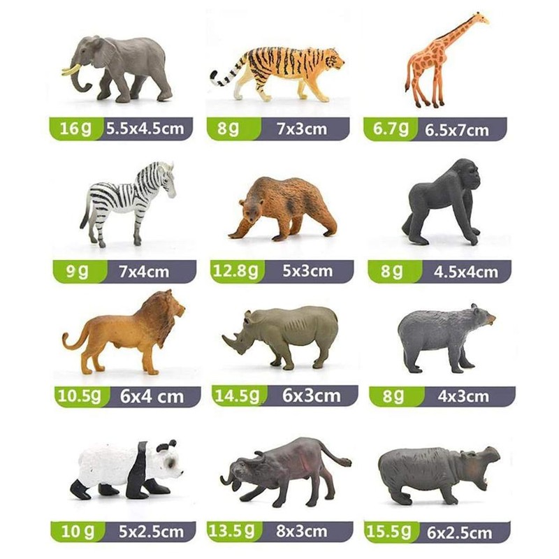 12PCS Mini Forest Animals Figures Toy Simulation Forest Animals Figurines