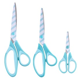 Zicolu Craft Scissors Set of 3 pack, Fun Fashion Rainbow Printed All Purpose Scissors, Ergonomic Semi-Soft Rubber Grip, Suitable for School, Office and Household Use, 9.3''/8.5''/5.6", Blue