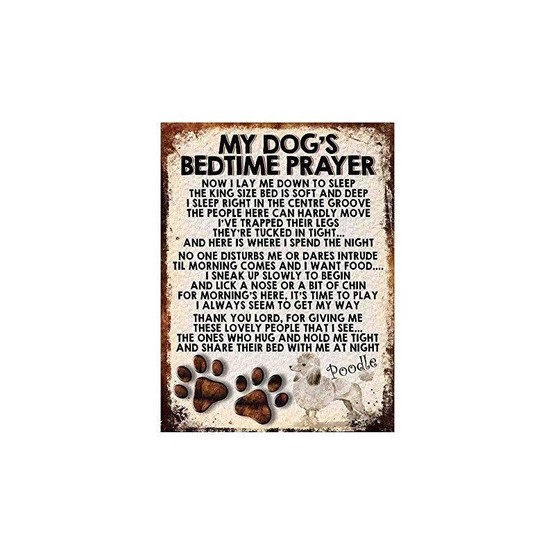 MY DOG'S BEDTIME PRAYER RETRO STYLE METAL TIN SIGN/PLAQUE (POODLE)