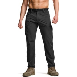 CQR Men's Quick Dry Tactical Pants, Water Resistant Outdoor Pants, Lightweight Stretch Cargo Work Hiking Pants, Rocky Cargo Black, 34W x 32L