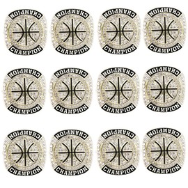 ZZXZJW 12 Pcs Basketball Championship Ring Trophy Award Gift Tournament Championship Ring Winner Tournament Team, from Size 8 to 11, (Gold, Size 10)
