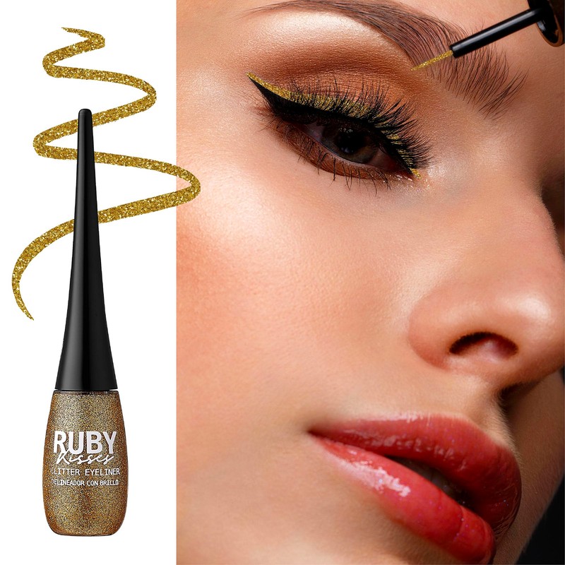 Ruby Kisses Bling Glitter Eyeliner, Glitz N' Gold
