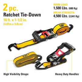 Cat 2 Piece Ratchet Tie Down Set with Soft Loops - 16 Feet x 1-1/2 Inches (1500/4500) - 980064N