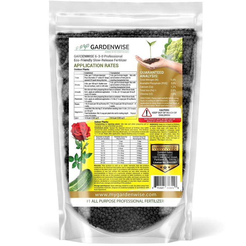 GARDENWISE GARDENWISE 6-3-0 All-Purpose Professional Eco-Friendly Slow-Release Nitrogen Fertilizer with