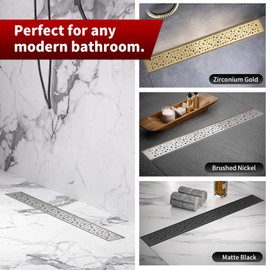 Sharp-tec 32 inch Linear Shower Drain, Brushed Rectangular Floor Drain, V-Shape Design Drain Channel, 304 Stainless Steel, cUPC Certificated for Bathroom Shower Room (Drain Base is Not Included)