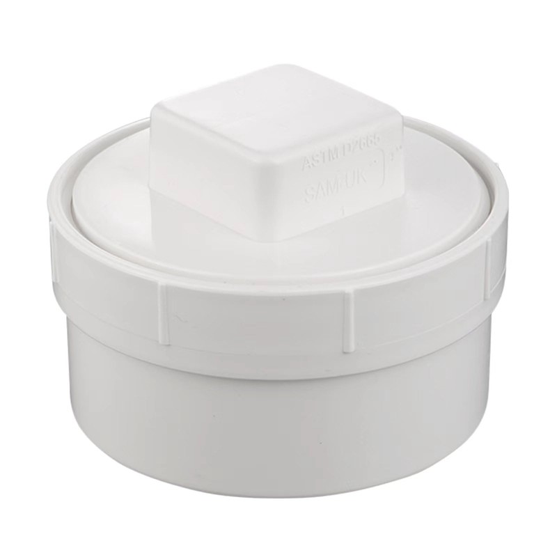 4 Inch PVC DWV Female Sewer Cleanout Cap Adapter with