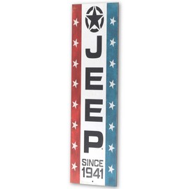 Jeep Banner Vertical Metal Sign - Vintage Jeep Wall Decor for Garage, Shop or Man Cave