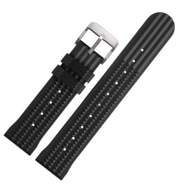 StrapSeeker Premium Rubber Waffle Watch Strap- Waterproof Replacement Watch Band- Soft Rubber Watchbands for Men & Women- For Divers & Sports Watches- Suitable for Seiko & Most Watches- 20mm 22mm (20mm, Black)
