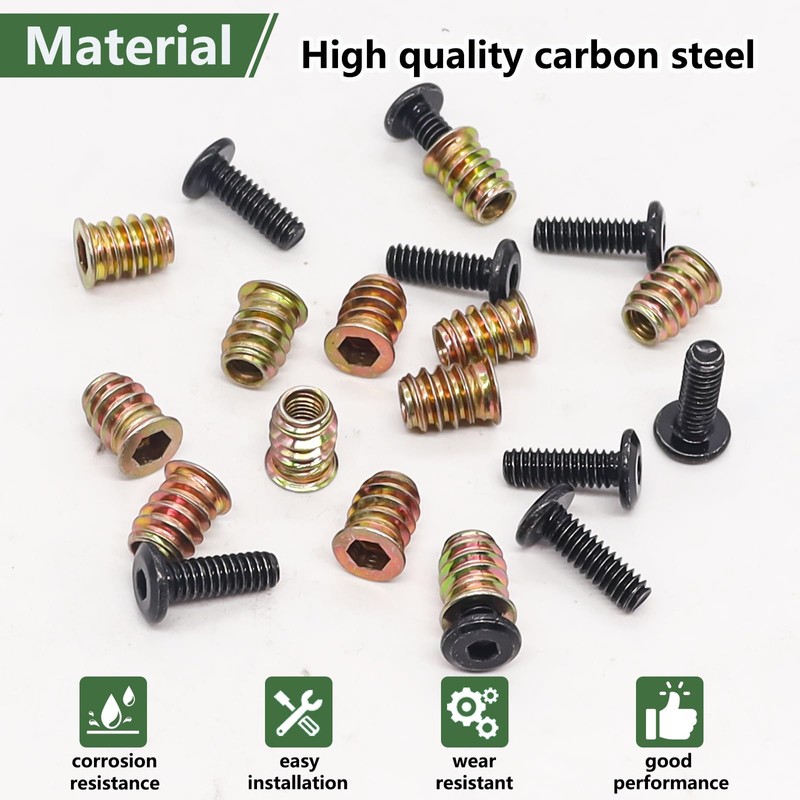 Bemaka 60PCS Threaded Inserts for Wood, 1/4-20 x 3/4" Furniture