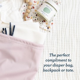 Esembly Ditty Bag Duo - Reusable Waterproof Wet Bags for Cloth Diapers, Swimsuits, Toiletries, and Snacks, Set of 2 - Buds + Gingham