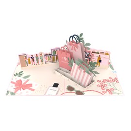 MOKIO MOKIO® Pop-Up Karte – Shopping – 3D Gutschein für ein Shopping Tour oder Einkaufsbummel, Grußkarte zum Geburtstag