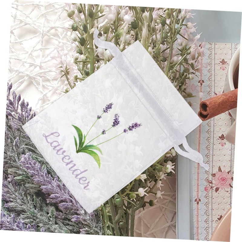 ABOOFAN 50pcs Lavender Sachet Bags Empty Drawstring Pouches Light Purple