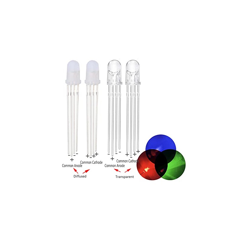 100pcs 5mm RGB LED Emitting Diode Micro Indicator Red Green