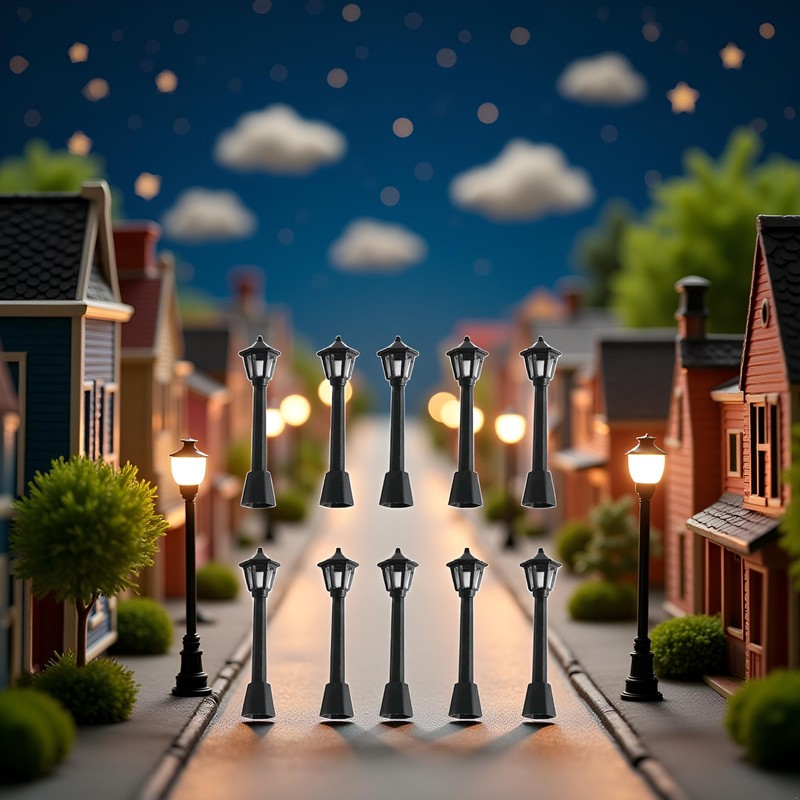 Mini Miniature Street Light Model, Railway Train Post Lamps, Black