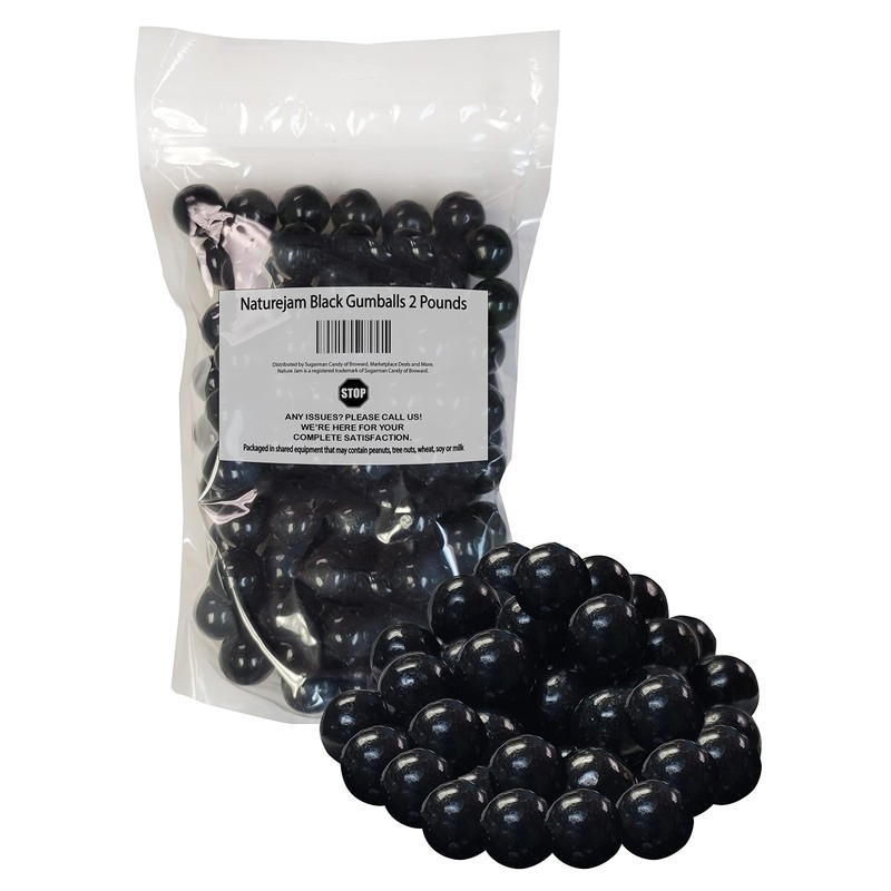 Naturejam Black Gumballs 2 Pounds-For Black Candy Buffets Or Zebra