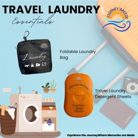 Travel Laundry Detergent Sheets and Foldable Laundry Bag - Portable, and Efficient, Great for Cruises, Camping, Glamping, Backpacking, Dorms, Hotel and Other Travel, Compact and Convenient
