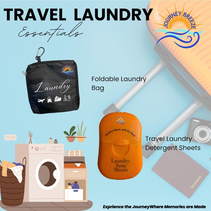 Travel Laundry Detergent Sheets and Foldable Laundry Bag - Portable,