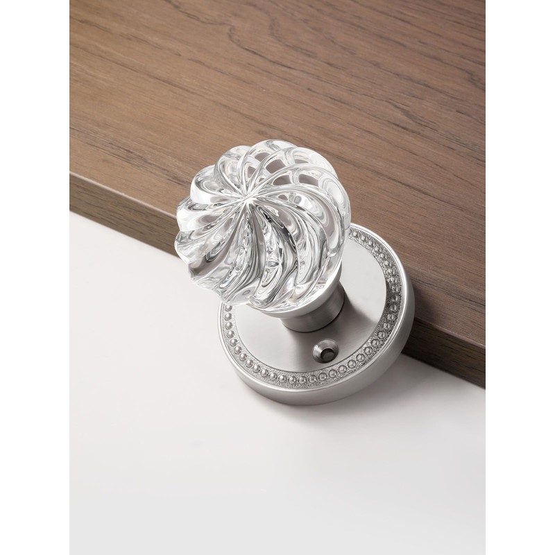 SORWDUERM 1 Pack Crystal Door Knobs Nickel Door Knob Brushed