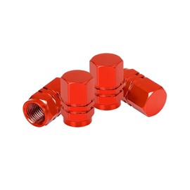TSUGAMI Car Tire Stem Valve Caps, 4 PCS Aluminum Wheel Valve Covers, Dustproof Leak-Proof Air Protection for Men and Women, Hexagon Shape Tire Cap Car Accessories for Cars, Trucks, Bikes (Red)
