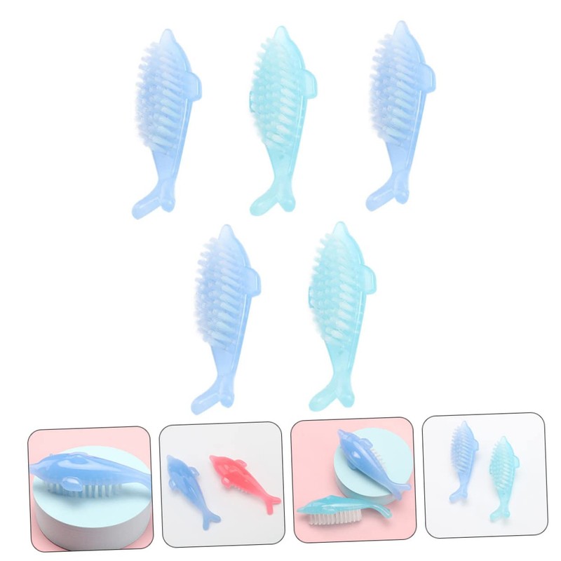 Healvian 5pcs Dolphin Shape Nail Cleaning Brush Fingernail Scrub for