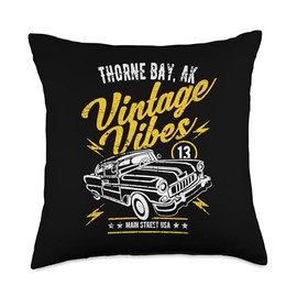 Thorne Bay Alaska USA Vintage Vibes Car Distressed Design Throw Pillow