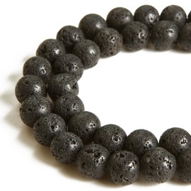 100pcs 6mm Black Lava Beads Natural Gemstone Beads Round Loose Beads for Jewelry Making