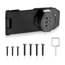 BNGXR Security Hasp Lockable, Safety Hasp with Combination Lock, Security Hasp Lock, 4 Inch Combination Lock, Mechanical Password Lock, for Cupboard, Door, Garage