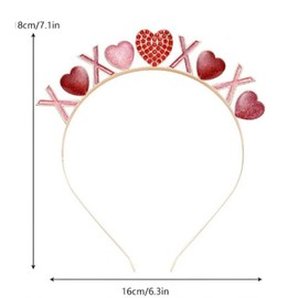 Heart Headband, Valentines Day Headband for Women Red Pink Glitter Rhinestone Love Hair Hoop Crown Headpiece for Adults Kids, Wedding Bridal Shower Party Favor (Pink Valentines Day)