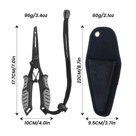 Goture 7in Saltwater Fishing Pliers Hook Remover, Split Ring Pliers for Fishing, Stainless Steel Fishing Pliers with Sheath, Fishing Split Ring Plier Line Cutter Fly Fishing Pliers Fishing Gear, Green