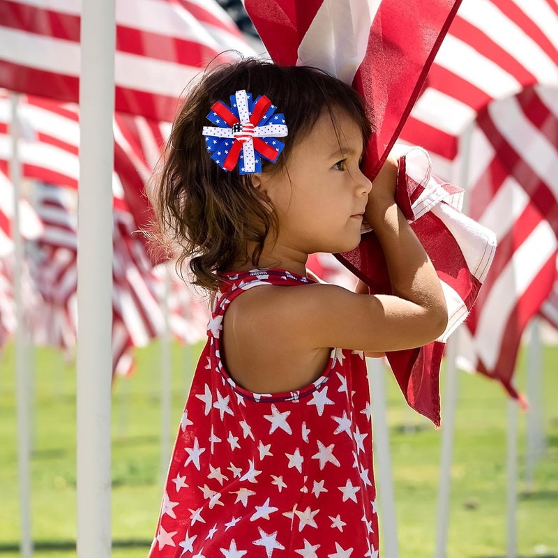 4th of July Hair Bow Clips - 2Pcs Independence Day
