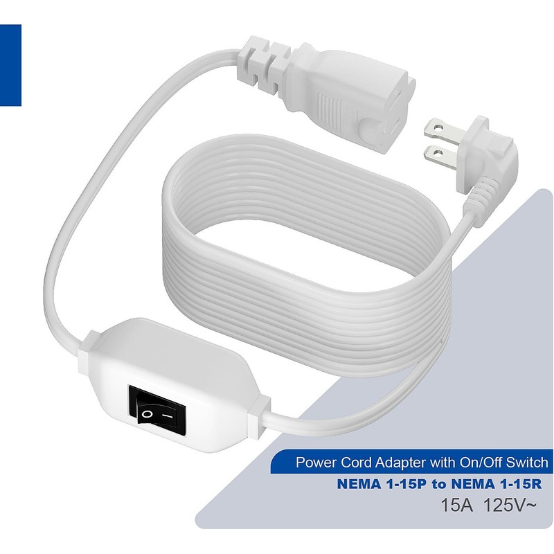 [6-Feet] On Off Switch Extension Cord, Right Angle 2-Prong Polarized