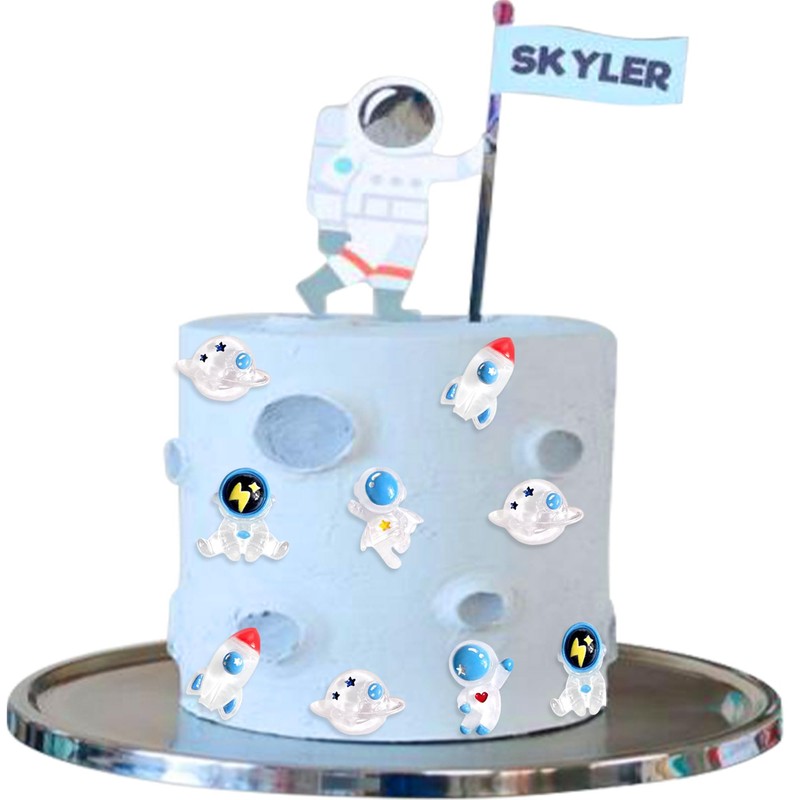 Cyodoos 25Pcs Outer Space Cupcake Toppers Space Astronaut Cupcake Picks