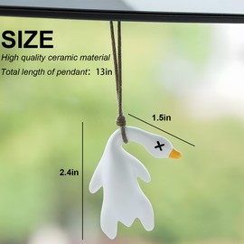 Zpana Cute Swing Duck Car Hanging Ornament, Rearview Mirror Swinging Roast Duck Automotive Pendant, Vehicle Rear View Decoration Accessories, Universal for SUV, Sedan, Truck (White)