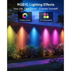 MIMIRGB Outdoor Deck Lights,30 Pack Multicolor RGB IC Permanent Outdoor Light with 4000K White Light,IP67 Smart Fence Lights with Remote App Control,Christmas Light for Holiday Lighting,Wired