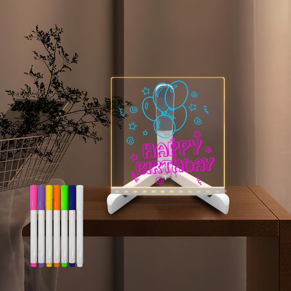 Yan-tech Acrylic Handwriting Transparent Message Board LED Night Light 5.91