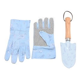 Country Living - Trowel & Gloves Set - Floral Blue Design - Gifting & Homeware for Gardeners/Outdoor Lovers - H: 30cm x W: 11cm.