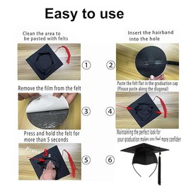 AKAZA 2 Pack Graduation Cap Headband, Firm Anti-fall Hair Band for Graduation Cap, Hat Accessories for Graduates (Black, round)