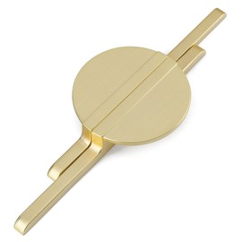 Leulan 2 Pack Gold Cabinet Pulls Half Moon Cabinet Handles Semicircle Drawer Pulls for Closet and Cupboard 3 inch (76mm) Hole Center